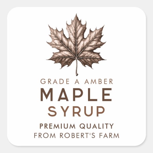 Ahornsirup hausgemachte Rezepte Quadratischer Aufkleber (Vorderseite)