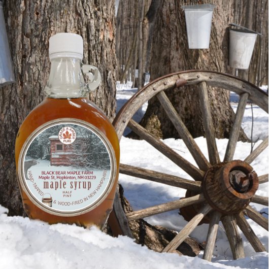 Ahornsirup Holzbärenhalterung Runder Aufkleber