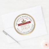 Ahornsirup Holzfeuer Red Banner Gold Leaf Runder Aufkleber (Umschlag)