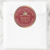 Ahornsirup Holzfeuer Red Banner Gold Leaf Runder Aufkleber (Tasche)