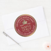 Ahornsirup Holzfeuer Red Banner Gold Leaf Runder Aufkleber (Umschlag)