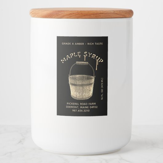 Ahornsirup-Lebensmitteletikett Schwarz & Gold Lebensmitteletikett (Vorderseite)