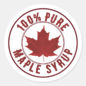 Ahornsirup mit rotem Leaf-Aufkleber Runder Aufkleber (Vorderseite)