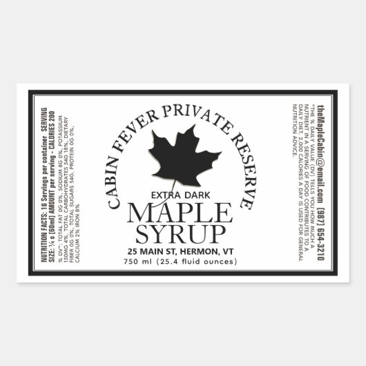 Ahornsirup Rectangle mit Nahrung Fakten Rechteckiger Aufkleber (Vorderseite)