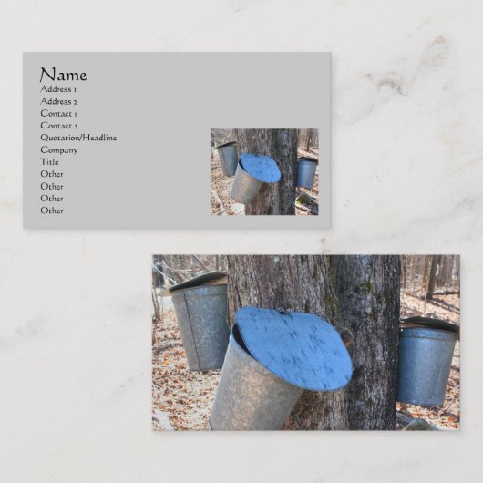 Ahornsirup Sap-Buckets - Visitenkarte (Vorne/Hinten)