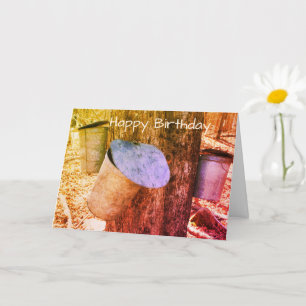 Ahornsirup-Sap-Eimer auf Baum Art Geburtstagskarte Karte
