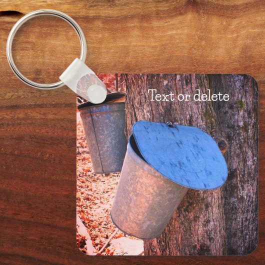 Ahornsirup Sap Eimer Natur Personalisiert Schlüsselanhänger (Vorderseite)