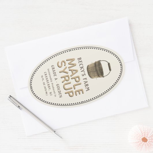 Ahornsirup-Sap-Schnürsenkel - Oval - Etikett Ovaler Aufkleber (Umschlag)