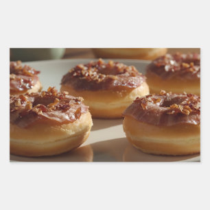 Ahornsirup-Speck-Donuts Rechteckiger Aufkleber