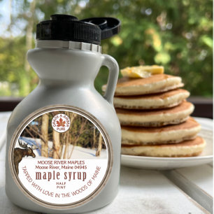 Ahornsirup Woods Elchbuckeln Ahornleaf Grunge Runder Aufkleber