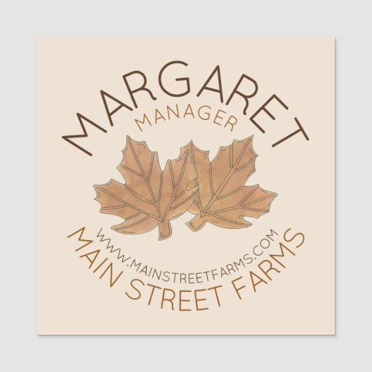 Ahornzuckerl Blätter Vermont Bauernhof Namensschild (Vorderseite)