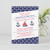 Ahoy Anchors Kinderdusche - Einladung (Stehend Vorderseite)