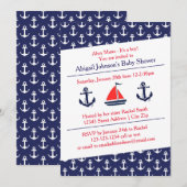 Ahoy Anchors Kinderdusche - Einladung (Vorne/Hinten)