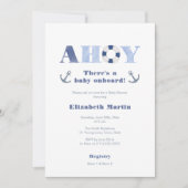 Ahoy Baby an Bord Nautical Boy Baby Dusche Einladung (Vorderseite)