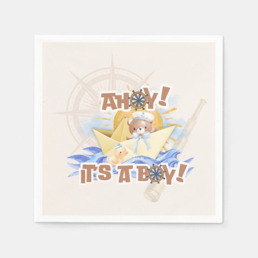 Ahoy! Baby Boy Showpapier Napkins Serviette (Vorderseite)