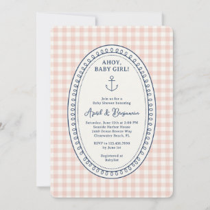 Ahoy Baby Girl Maritime Baby Shower Einladung