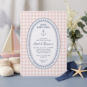 Ahoy Baby Girl Maritime Baby Shower Einladung