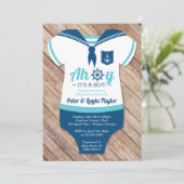 Ahoy Baby Shower Einladung, Segler, Kosmetik Einladung (Stehend Vorderseite)