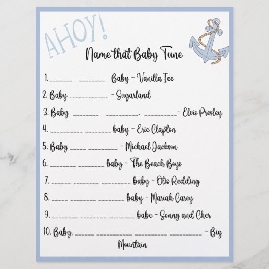 Ahoy Baby Shower Game Flyer (Vorne)