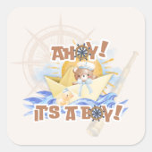 Ahoy! Babyduschenaufkleber Quadratischer Aufkleber (Vorderseite)