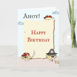 Ahoy Bird Pirate Thema Geburtstag Gruß Karte