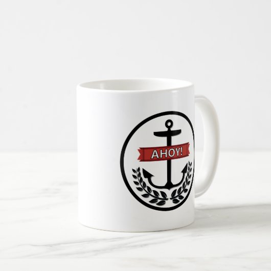Ahoy - Black 11 oz Ringer Tasse (VorderseiteRechts)
