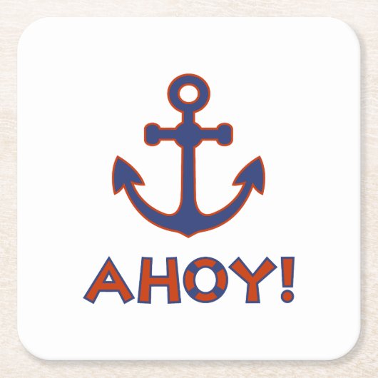AHOY! Buoy + Ankerdesign Red+Blue Rechteckiger Pappuntersetzer (Vorderseite)