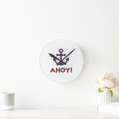 AHOY! Buoy + Ankerdesign Red+Blue Runde Wanduhr (Zuhause)