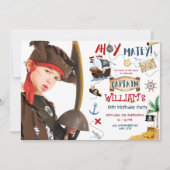 Ahoy Captain Foto Pirate Kindergeburtstag Party Einladung (Vorderseite)