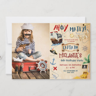 Ahoy Captain Treasure Pirate Kindergeburtstag Part Einladung