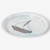 Ahoy! Das ist ein Junge! Baby Sailboat Baby Pappteller (Schrägansicht)