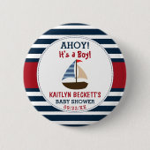 Ahoy! Das ist ein Junge! Babydusche für Nautical B Button (Vorderseite)
