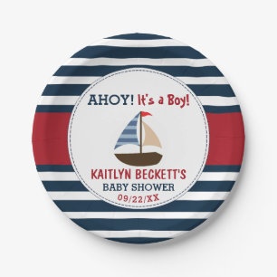 Ahoy! Das ist ein Junge! Babydusche für Nautical B Pappteller