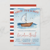 AHOY! Das ist ein Junge! Babydusche mit Nautical S Einladung (Vorne/Hinten)