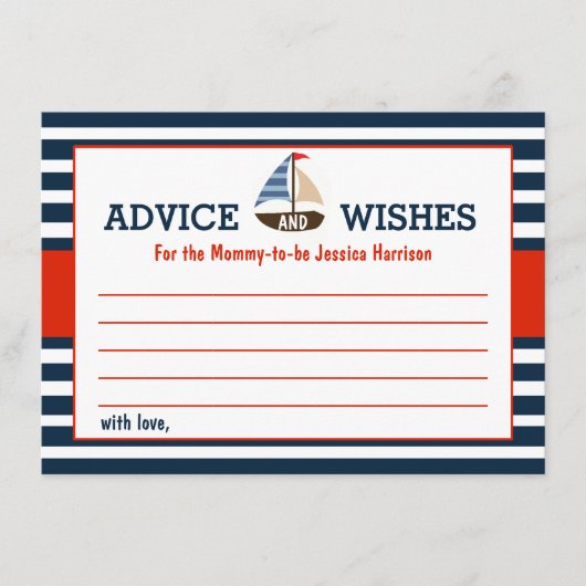 Ahoy! Das ist ein Junge! Babyduschenempfehlung für Hinweiskarte (Vorderseite)