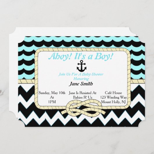 Ahoy! Das ist ein Junge! Einladung (Vorne/Hinten)