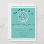 Ahoy, das ist ein Junge! Einladung zur Kinderdusch (Vorderseite)