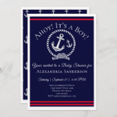 Ahoy, das ist ein Junge! Einladung zur Kinderdusch (Vorne/Hinten)