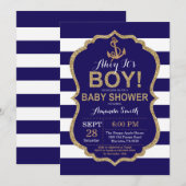 Ahoy, das ist ein Junge! Einladung zur Kinderdusch (Vorne/Hinten)