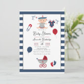 Ahoy, das ist ein Junge! Kinderdusche Einladung (Stehend Vorderseite)