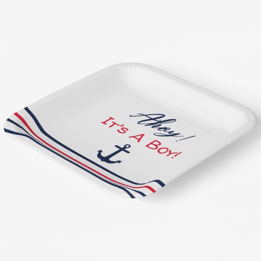 Ahoy! Das ist ein Junge! Kinderdusche Pappteller (Gewinkelt)