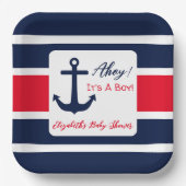 Ahoy! Das ist ein Junge! Kinderdusche Pappteller (Vorderseite)