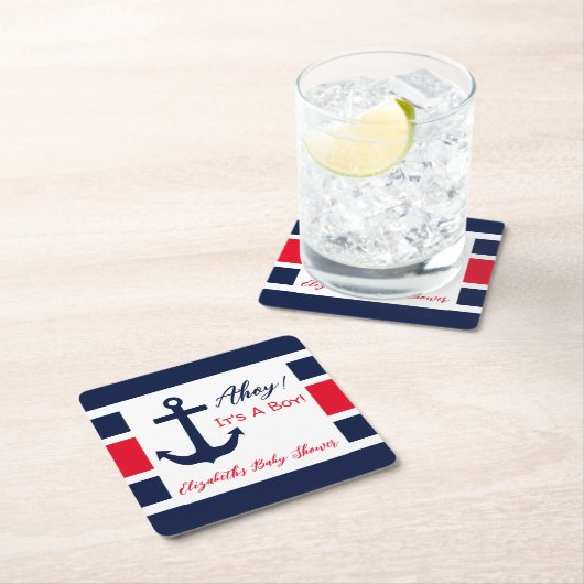 Ahoy! Das ist ein Junge! Kinderdusche Rechteckiger Pappuntersetzer (Vor Ort)