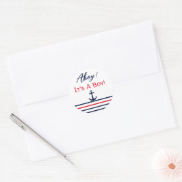 Ahoy! Das ist ein Junge! Kinderdusche Runder Aufkleber