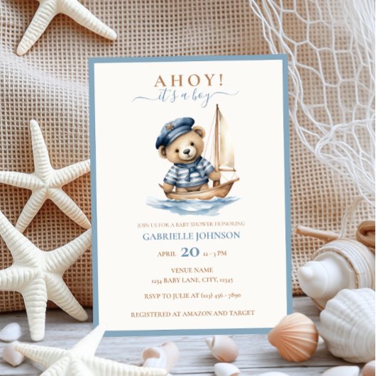 Ahoy, das ist ein Junge! Minimalistische Kinderdus Einladung