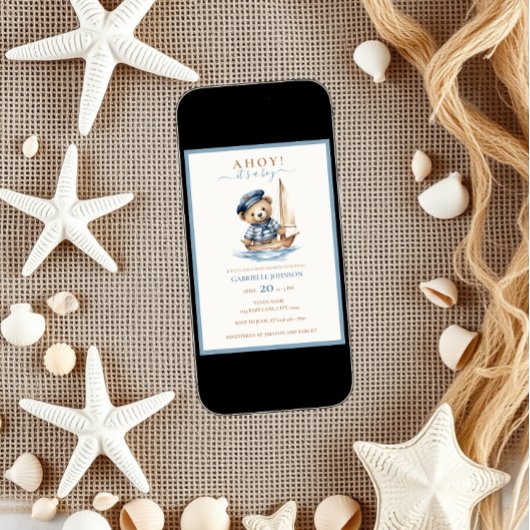 Ahoy, das ist ein Junge! Minimalistische Kinderdus Einladung