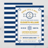 Ahoy! Das ist ein Junge!Nautical Baby Shower Einla Einladung (Vorne/Hinten)