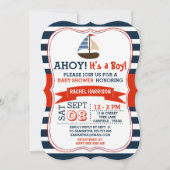Ahoy! Das ist ein Junge! Nautical Boat Baby Showei Einladung (Vorderseite)
