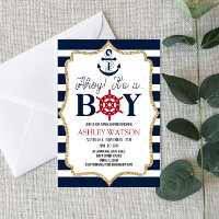 Ahoy! Das ist ein Junge! Nautical Navy Blue Baby D