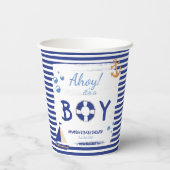 Ahoy! Das ist ein Junge! Sailor Marine Blue Baby D Pappbecher (Rückseite)